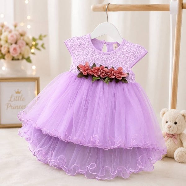 Premium Baby Girls Party Dress – Lavender Princess Frock